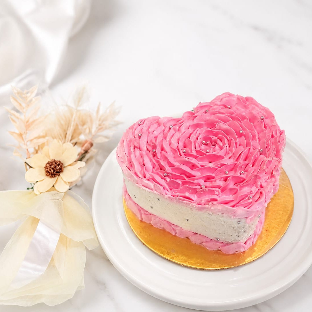 Rose Petal Heart Cake