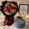 Father's Day Bento Cake and Bouquet