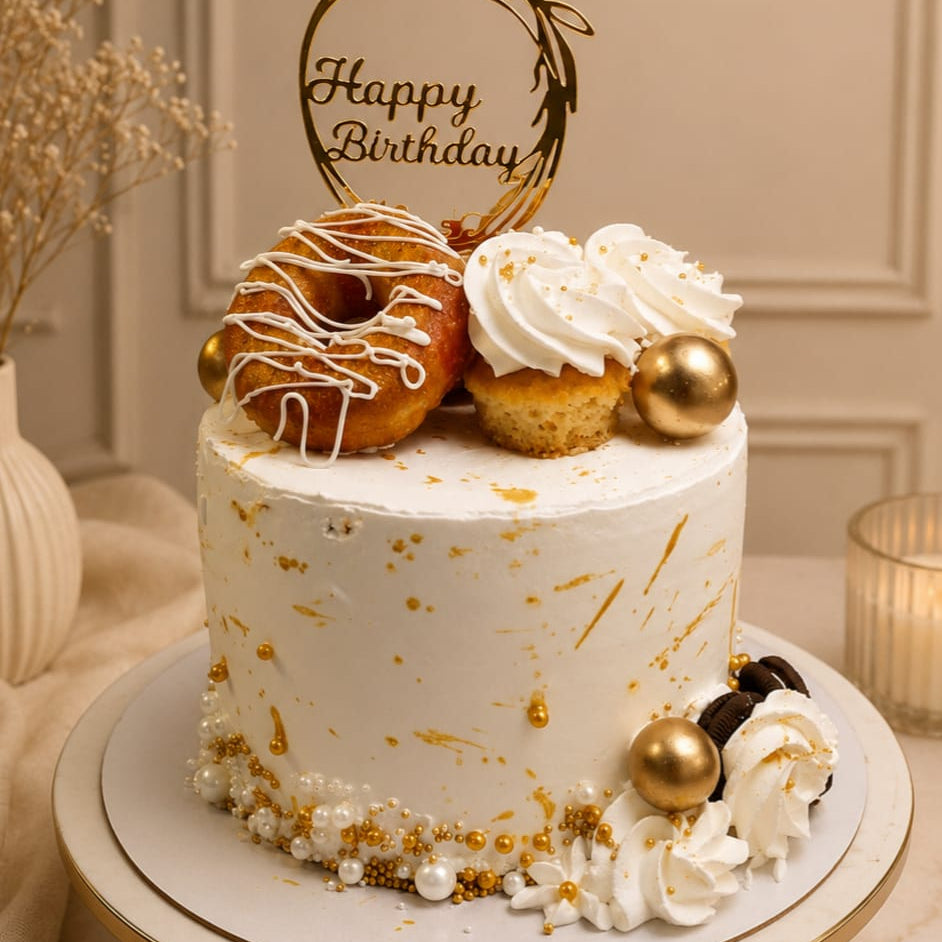 Gold Splash Tall White Cake